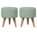 Ver imagem 1 de Kit 2 Puff Redondo Linho Sala Quarto Banqueta Pés Polipropileno - Verde Menta