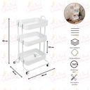 Ver imagem 3 de Carrinho Organizador 3 Prateleiras Fruteira Rodinha Multiuso Pgb