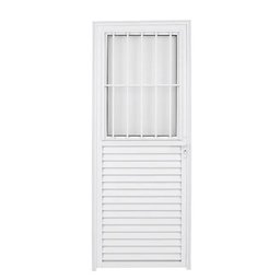 Porta de Alumínio com Postigo com Vidro Lado Esquerdo 210x80cm Branco Allo Esquadrias - 1