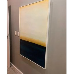 Quadro Abstrato Pintura Mar Azul Pintado A Mão Para Sala - 3