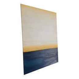 Quadro Abstrato Pintura Mar Azul Pintado A Mão Para Sala - 2