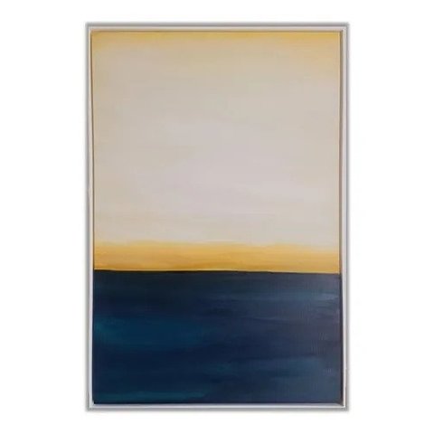 Quadro Abstrato Pintura Mar Azul Pintado A Mão Para Sala