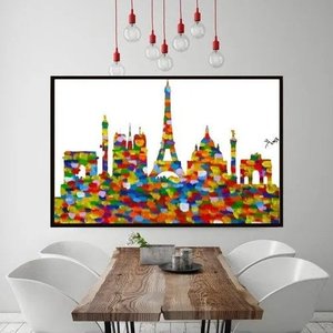 Quadro Abstrato Moderno Paris Pintado A Mão