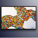 Ver imagem 2 de Quadro Tela Abstrato Colorido Pintura Beijo Sala