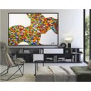 Ver imagem 1 de Quadro Tela Abstrato Colorido Pintura Beijo Sala