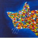 Ver imagem 2 de Quadro Abstrato Moderno Gato Pintado A Mão