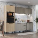 Ver imagem 1 de Cozinha Completa Modulada Lavinia 10 Portas 3 Gavetas MDP 270cm Bege Imperial e Fumê J Carvalho
