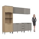 Ver imagem 2 de Cozinha Completa Modulada Lavinia 10 Portas 3 Gavetas MDP 270cm Bege Imperial e Fumê J Carvalho