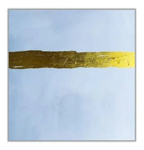 Quadro Abstrato Moderno Pintado A Mão Sala Dourado - 3