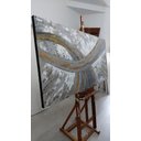 Ver imagem 2 de Quadro Tela Pintado Abstrato Original Arte Cinza Pastel