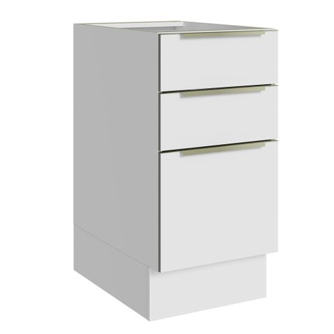 Balcão Madesa Lux 40 cm 3 Gavetas (Sem Tampo) Branco/Branco Veludo