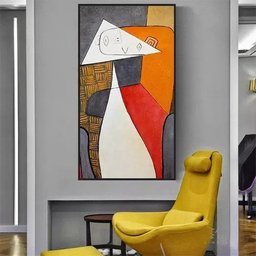 Quadro Abstrato Moderno Pintado A Mão Vertical - 5