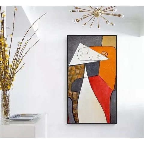 Quadro Abstrato Moderno Pintado A Mão Vertical