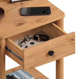 Mesa de Cabeceira Quarto Madeirado 1 Gaveta Rústico Apoana - 7