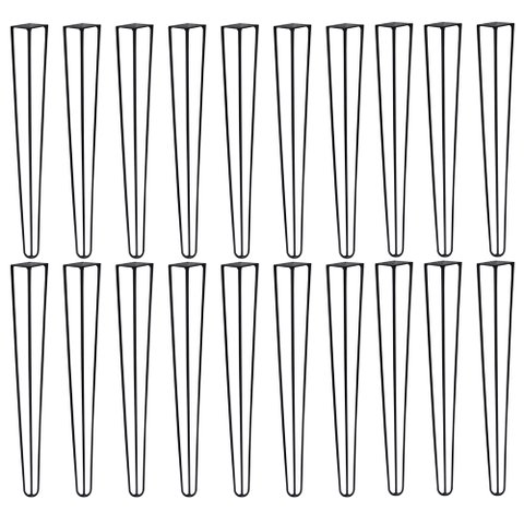 Kit 20 Pés de Metal 60 CM Hairpin Legs Mesa de Canto Aparador Preto
