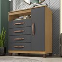 Ver imagem 3 de Guarda Roupa Solteiro 4 Pts 2 Gvts C- Cômoda Sapateira 4 Gvts1 Porta Carvalho Grafite