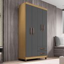 Ver imagem 6 de Guarda Roupa Solteiro 4 Pts 2 Gvts C- Cômoda Sapateira 4 Gvts1 Porta Carvalho Grafite