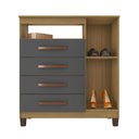 Ver imagem 2 de Guarda Roupa Solteiro 4 Pts 2 Gvts C- Cômoda Sapateira 4 Gvts1 Porta Carvalho Grafite