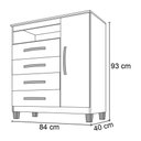 Ver imagem 7 de Guarda Roupa Solteiro 4 Pts 2 Gvts C- Cômoda Sapateira 4 Gvts1 Porta Carvalho Grafite