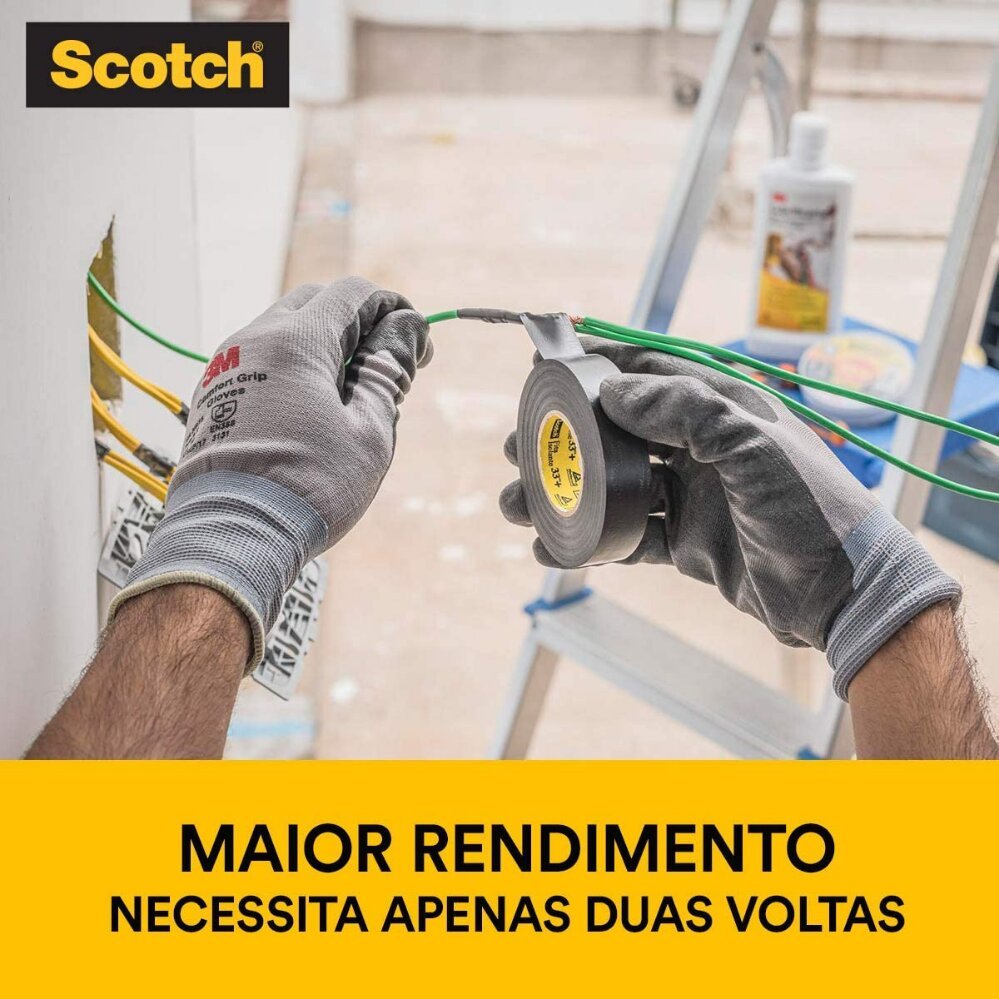 Kit Fita Isolante 33+ 3m Scotch 19mm X 20 Metros Preta 3 Unidades - 4