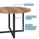 Ver imagem 2 de Mesa de Reunião Redonda Savoia Contemporâneo MDP 120cm Nogal Preto
