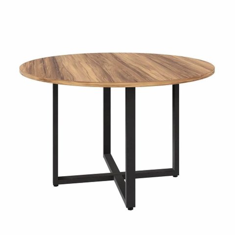 Mesa de Reunião Redonda Savoia Contemporâneo MDP 120cm Nogal Preto