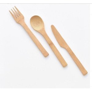 Kit Completo De Bambu Talheres E Canudo Naturais E Ecológico