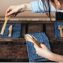 Ver imagem 2 de Kit de Talheres de Bambu Sustentáveis e Naturais com Estojo