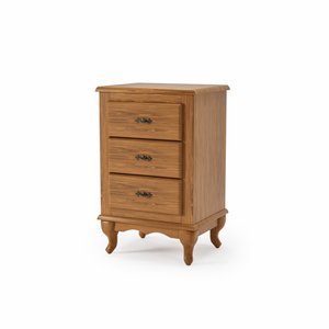 Mesa de Cabeceira Pés Luiz Xv 3 Gavetas Madeira Mdf Imbuia