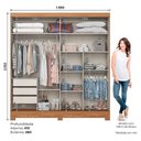 Ver imagem 3 de Guarda Roupa Solteiro 02 Portas de Correr 03 Gavetas Prime Cinamomo Off White - Henn - Briz