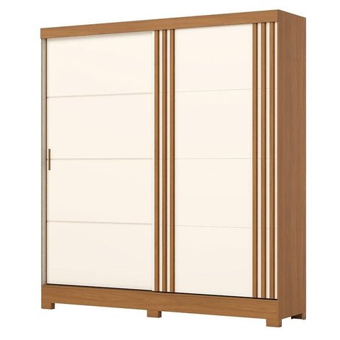 Guarda Roupa Solteiro 02 Portas de Correr 03 Gavetas Prime Cinamomo Off White - Henn - Briz