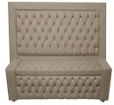Ver imagem 1 de Kit Cabeceira de Cama Box e Calçadeira Baú Retro Capitonê Botão Encapados Casal 140 Cm Suede Capucci