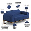 Ver imagem 4 de Sofá 3 Lugares para Sala de Estar Molino 180cm D02 Pés D'ouro Veludo Azul Marinho C-304 - Lyam