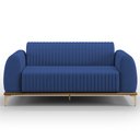 Ver imagem 3 de Sofá 3 Lugares para Sala de Estar Molino 180cm D02 Pés D'ouro Veludo Azul Marinho C-304 - Lyam