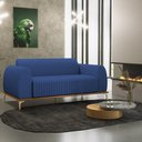 Ver imagem 2 de Sofá 3 Lugares para Sala de Estar Molino 180cm D02 Pés D'ouro Veludo Azul Marinho C-304 - Lyam