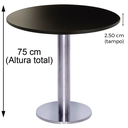 Ver imagem 6 de Mesa Beta Big em Inox 75 cm (Altura) com Disco Redondo com Tampo em MDP Redonda 80 cm Cor Preto
