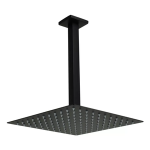 Ducha Chuveiro Gás Solar Slim20x20 de Teto Quadrado Preto Fosco Black Matte Banheiro Metal Premium P