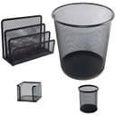 Ver imagem 1 de Conjunto Kit Escritório 4 Peças Organização Preto Aço [f102]