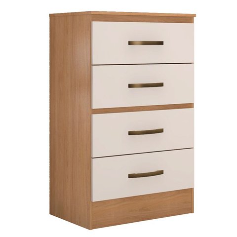 Cômoda para Quarto 4 Gavetas Lisa Mdp Nature/off White