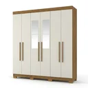 Ver imagem 2 de Guarda-Roupa Casal 6 Portas, 2 Gavetas, Pés e Espelho Noronha Cinamomo/Off White