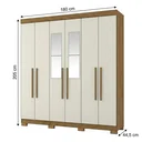 Ver imagem 3 de Guarda-Roupa Casal 6 Portas, 2 Gavetas, Pés e Espelho Noronha Cinamomo/Off White