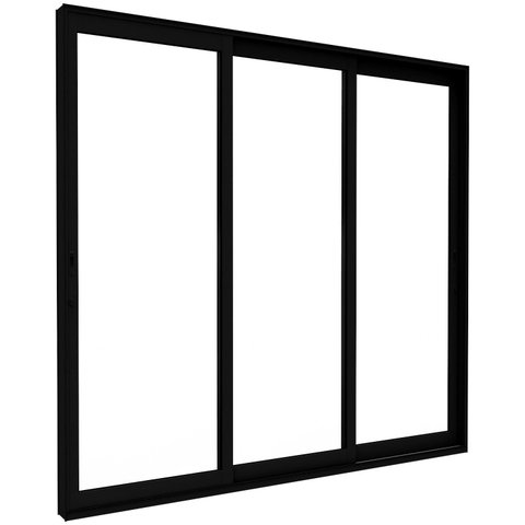 Porta de Alumínio de Correr Lateral 3 Folhas Móveis Vidro Temperado 235x250cm Lucasa Eccellente