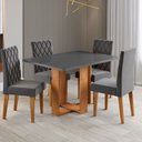 Ver imagem 1 de Mesa de Jantar 4 Lugares Afrodite com Vidro Mel/grafite/veludo Cinza - Viero Móveis