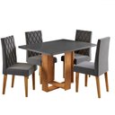 Ver imagem 2 de Mesa de Jantar 4 Lugares Afrodite com Vidro Mel/grafite/veludo Cinza - Viero Móveis