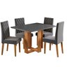 Mesa de Jantar 4 Lugares Afrodite com Vidro Mel/grafite/veludo Cinza - Viero Móveis - 2