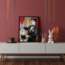 Ver imagem 2 de Quadro Charlie Chaplin Fazendo Mágica 24x18cm Mold Branca Vidro