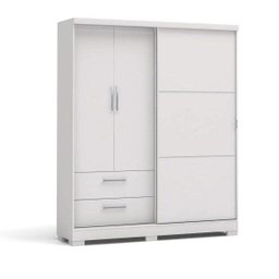 Guarda-Roupa Solteiro Funcional 3 Portas 2 Gavetas com Pés Branco - 3