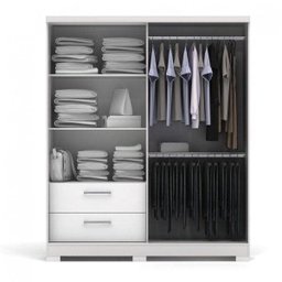 Guarda-Roupa Solteiro Funcional 3 Portas 2 Gavetas com Pés Branco - 2