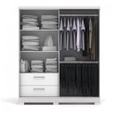 Ver imagem 2 de Guarda-Roupa Solteiro Funcional 3 Portas 2 Gavetas com Pés Branco