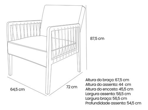 Poltrona Maia em Linho com Base Madeira Corda Náutica Linho Areia Bz Decor - 6